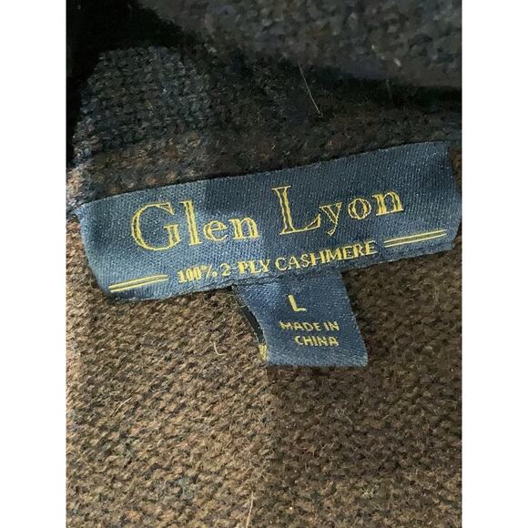 Glen Lyon Navy Blue Cashmere Button Cardigan Elbow Pads L - Picture 3 of 4
